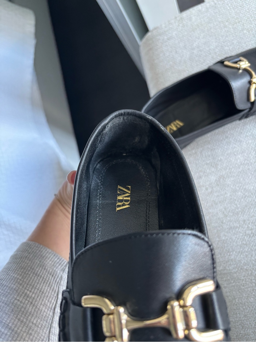Zara Black Loafers with Gold Horsebit Detail - Picture 4 of 7